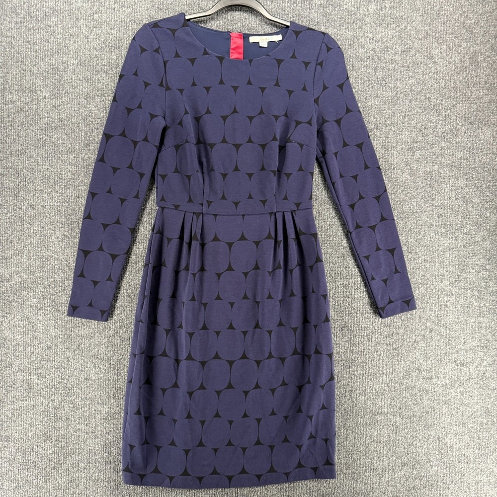 Boden Dress Womens 6 Blue Polka Dots Sheath Old Money Office Career Cocktail